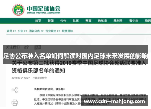 足协公布准入名单如何解读对国内足球未来发展的影响